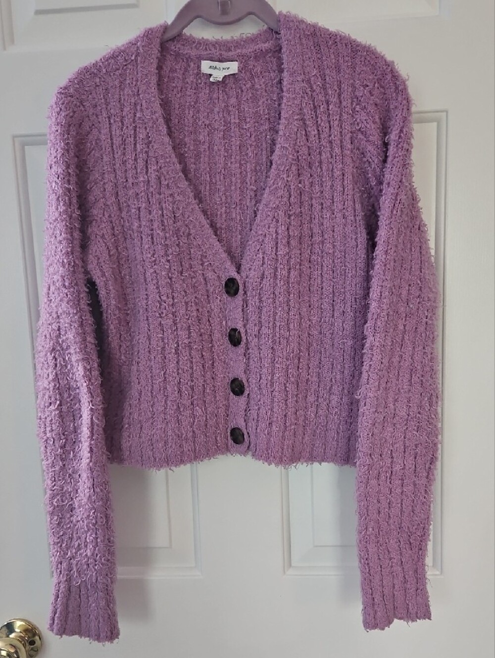 Cozy Lavender V-Neck Button Cardigan Sweater